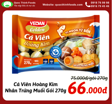 Cá Viên Hoàng Kim - Nhân Trứng Muối (VEDAN) - Gói 270g
