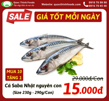 =Cá Saba Nhật Nguyên Con (Whole Japanese Mackerel) - Size 230g - 290g/Con