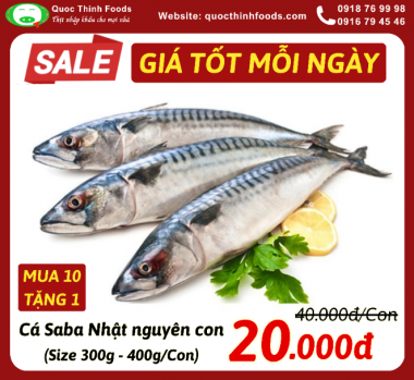 Cá Saba Nhật Nguyên Con (Whole Japanese Mackerel) - Size 300g - 400g/Con