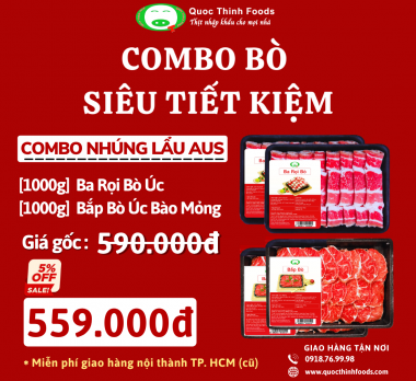 COMBO NHÚNG LẨU AUS : Ba Rọi Bò Úc, Bắp Bò Úc Bào Mỏng