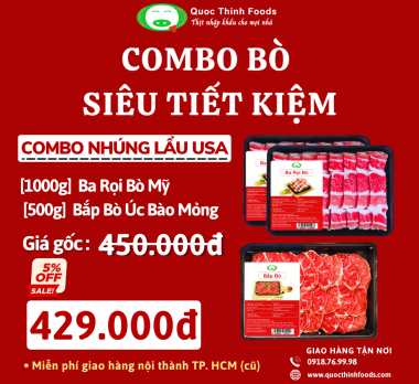 COMBO NHÚNG LẨU USA : Ba Rọi Bò Mỹ, Bắp Bò Úc bào mỏng