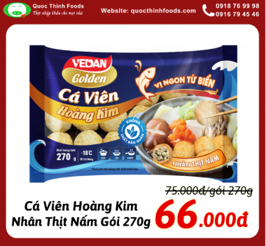 Cá Viên Hoàng Kim - Nhân Thịt Nấm (VEDAN) - Gói 270g