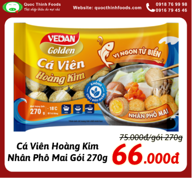 Cá Viên Hoàng Kim - Nhân Phô Mai (VEDAN) - Gói 270g