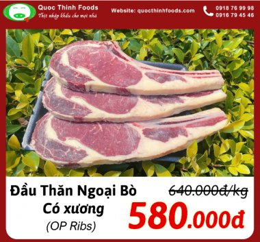 Đầu Thăn Ngoại Bò Úc - Có xương (OP Ribs) - 1 kg