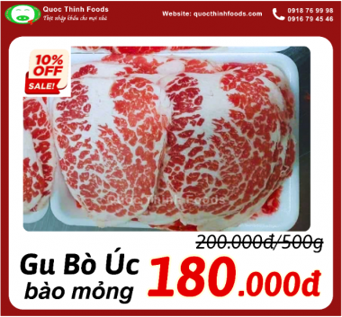 Gu Bò Úc Ăn Ngũ Cốc - Bào mỏng (Australia Beef Chuck Crest) - Khay 500g