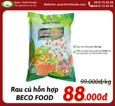Rau Củ Hỗ Hợp (Bắp Hạt, Đậu Hà Lan) - BECO FOOD - Túi 1 kg