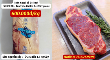 Thịt Bò Tươi - Thăn Ngoại Bò Úc Tươi (Australia Chilled Beef Striploin) - 1 kg