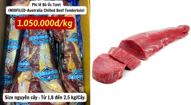 Thịt Bò Tươi - Phi Lê Bò Úc Tươi (Australia Chilled Beef Tenderloin) - 1 kg