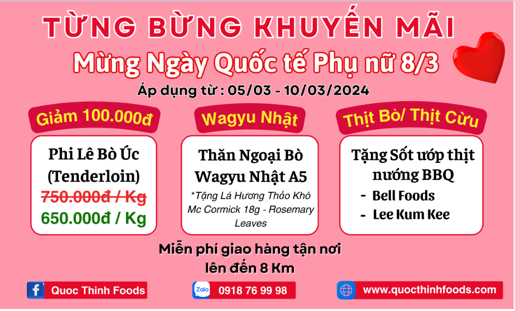 TƯNG BỪNG KHUYẾN MÃI - MỪNG NGÀY QUỐC TẾ PHỤ NỮ 08/03/2024